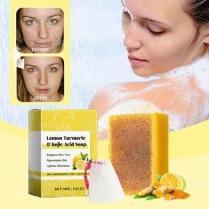 1x Sapone Limone Curcuma Acido Kogico Macchie Scure Sbiancante Pelle Sbiancante Q0D0 - Foto 1 di 12