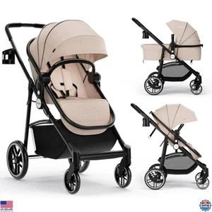 2 in 1 Baby Stroller, High Landscape Reversible Pram, Foldable, Adjustable - Picture 1 of 7
