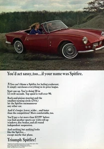 1964 Triumph Spitfire "Act Sassy" Original Color Print Ad - Picture 1 of 1