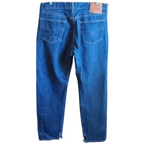 34x34 FIT 36x34 Tag Vintage Levis 501 Jeans 1990's USA Cut Cuffs Distress Dark - Picture 1 of 10