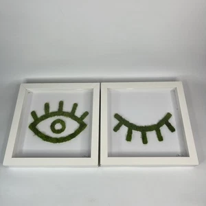Oliver Gal Artist Co. Moss Handmade Wall Art Decor Framed Eye Blinking Rare Pair - Picture 1 of 10