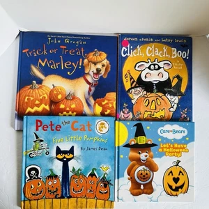 Lote de 4 Libros de Halloween Pete Cat Cuidado de Otoño Oso Click Clack Moo Marley HC - Imagen 1 de 22