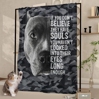 Cobertor Pit Bull Terrier preto flanela cachorro lã super macio 60*80 - Imagem 1 de 4