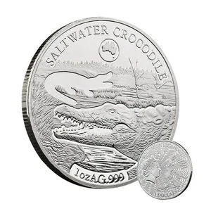 2019 Isole Salomone $1 Forme di Australia - Moneta Argento Fine Coccodrillo - Foto 1 di 4