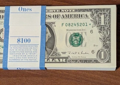 1995 $1 FRN Pack Of 100 Star Notes F-Atlanta District - Image 1 of 3