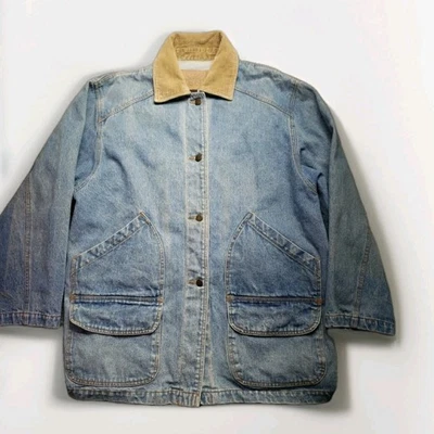 Chaqueta vaquera vintage Kenji años 90 para tareas grandes 100 % algodón abrigo de granero con botones Foto 1 de 4