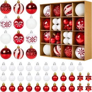 Weihnachtskugeln, rot und weiß 44 Teile Christbaumschmuck Set - Bild 1 von 8