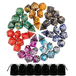 7 Sets (49 Teile) Polyhedrisches Würfelset für Dungeons & Dragons/RPG, komplett D&D - Bild 1 von 7