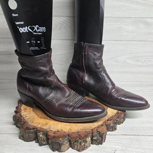Stivali western da lavoro a punta bordeaux zip laterale pull on adulto uomo taglia 13 D - Foto 1 di 11