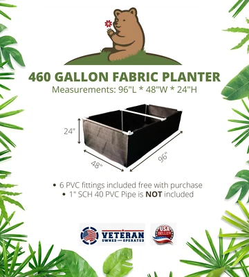 Cali Grow (4' x 8') Fabric Raised Garden Bed w/(6) 4-way Trellis Fittings, NEW - Image 1 of 2