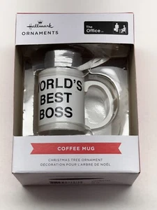 THE OFFICE "World's Best Boss" Coffee Mug Christmas Ornament, Hallmark, New - Picture 1 of 2