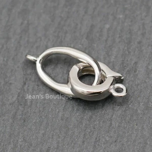 Sterling Silver Hook & Eye Fold Over Clasp Connector for Bracelet Necklace A5288 - Foto 1 di 14