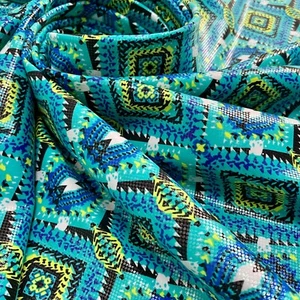 0.80 Yard (29″long x 60″wide) 4 Way Stretch Fabric Geometric Print Nylon Spandex - Picture 1 of 2