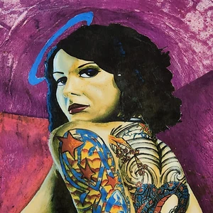 Tattooed pinup girl digital print original painting art unique tattoos lowbrow - Picture 1 of 12