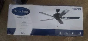 Harbor Breeze Cypress Point 52-in Matte Black Indoor Ceiling Fan, AS IS - Picture 1 of 3