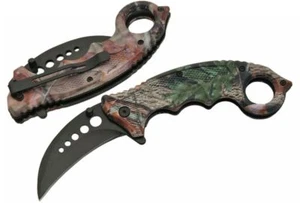 Spring-Assist Karambit Klappmesser | Low-Cost 3" Black Blade Camo Hunter EDC - Bild 1 von 3