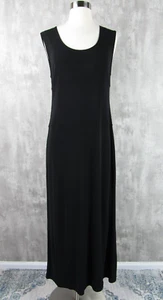 Vintage 90s DKNY Donna Karan Black Jersey Sleeveless Maxi Dress Large L - Picture 1 of 4