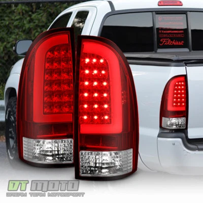 For 2005-2015 Toyota Tacoma Red Lens LED Tube Tail Lights Lamps 05-15 Left+Right - Image 1 of 4