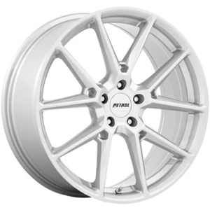 20x8.5 +35 Petrol PE002 P1E 5x120 Gloss Silver Wheels (Set of 4) - Picture 1 of 3