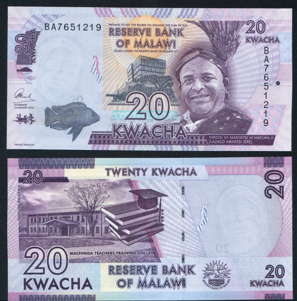 Billete de 20 Kwacha de Malawi moneda UNC estado nítido 2016  Foto 1 de 1