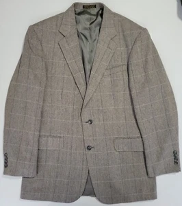 Robert Stock Blazer Mens 42 L Gray Signature Suit Jacket Sport Coat Check Tweed - Picture 1 of 15