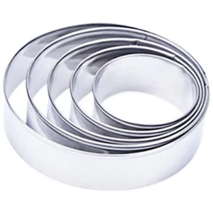 SJJL Stainless Steel Round Cookie Cutter Set Fondant Cake Paste -Mold Cutter 5pc - Picture 1 of 6