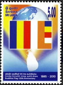Sri Lanka 2010 Buddhism Religion Buddhist Flag Map Stamp - Picture 1 of 2
