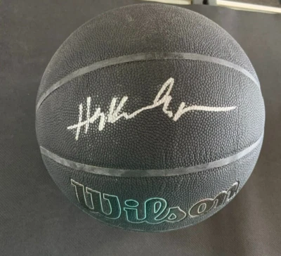 Authentic Signed Hakeem Olajuwon Auto Wilson 75th Anniversary Black Basketball - Image 1 of 4