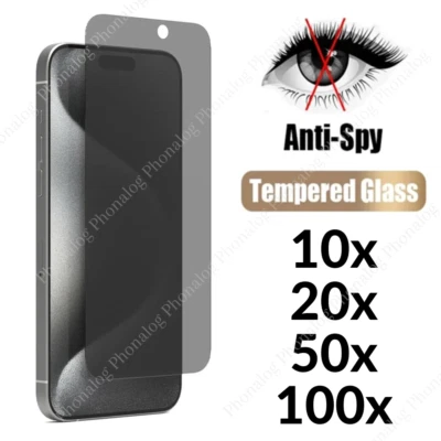 Privacy Screen Protector Tempered Glass Lot For iPhone 16 15 14 13 12 11 XR XS 8 - Image 1 of 4