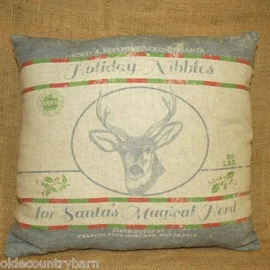 Holiday Nibbles for Santa's Magical Herd Christmas Pillow Primitives by Kathy - Picture 1 of 6