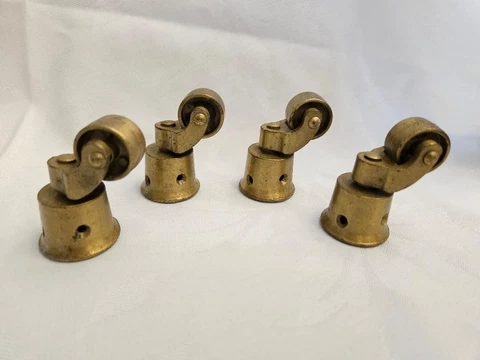 Vintage Round Cup Furniture Casters Brass Finish 3/4" Wheel Diameter Set of 4(B) Cover