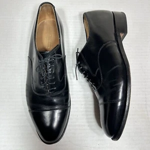 Johnston And Murphy Optima Cap Toe Lace Shoes Men's Sz 9.5 Black Made In Italy - Picture 1 of 10