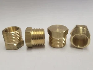 (4 piezas.) Enchufe de cabeza hexagonal de latón NPT macho de 1/2" hecho en EE. UU. - Imagen 1 de 3