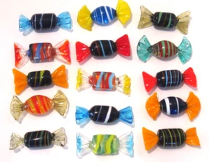 Murano Art Glass 2" Wrapped Candy Pieces Lot of 15 Faux Candies - Picture 1 of 1