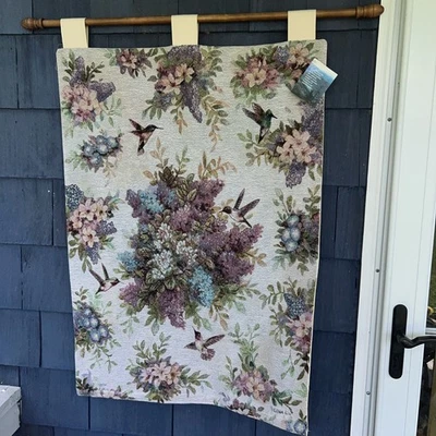 Whisper Wings Hummingbirds Lilacs Tapestry Wall Hanging ~ Artist Lena Liu - Image 1 of 4