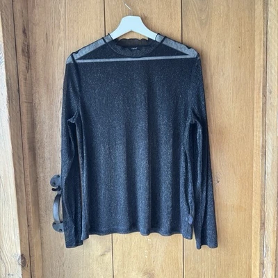 Next Top de mujer manga larga negro de fibra metálica Reino Unido 14 EUR 42 Foto 1 de 4