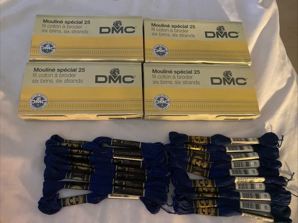 Vintage DMC 67 Skeins Box Mouline Special 25 Thread Floss 336 Navy Blue - Image 1 of 2