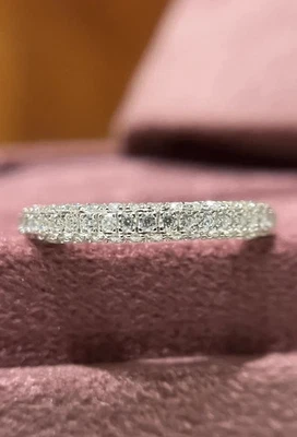 3Ct Round Cut Natural Diamond Engagement Eternity Band in 14K White Gold - Image 1 of 4
