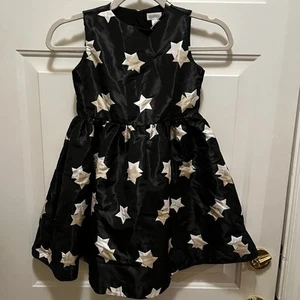 Gymboree Lined Size 7 Black with Gold Sparkle Star Dress Christmas Wedding - Picture 1 of 5