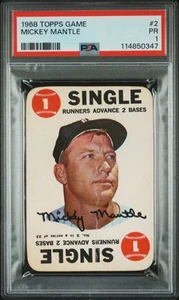 1968 TOPPS GAME #2 MICKEY MANTLE PSA 1 - Picture 1 of 2