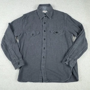 Wallace & Barnes Flannel Shirt Men's Medium Gray Button Up Heavyweight Cotton - Picture 1 of 22