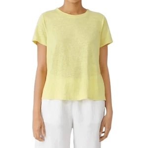 NWT Eileen Fisher Organic Linen Jersey Crew Neck Tee - Picture 1 of 9