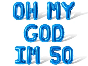 OH MY GOD IM 50 Letras Globo Banner - 50 Cumpleaños Fiesta Suministro Decoraciones - Imagen 1 de 55