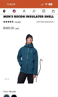 Chaqueta aislante Black Diamond M-Recon -Azurita moto de nieve/esquí talla XL Foto 1 de 4