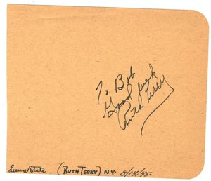 SCHAUSPIELERIN RUTH TERRY AUTOGRAMM AUF ALTER ALBUMSEITE 1945 - Bild 1 von 1