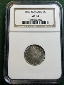 1883 Liberty Nickel No Cents NGC MS64 High Grade Type Coin V 5c Certified - Picture 1 of 4
