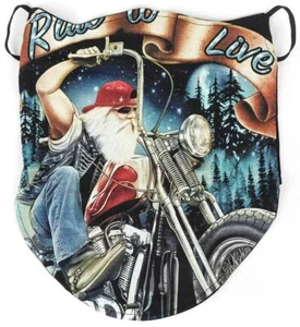 Stoff-Behelfsmaske Nase/Mund Tuch Motiv Biker auf Motorrad 068 Glow in the Da - Bild 1 von 1