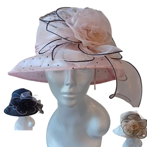 Weddings, Kentucky Derby, Easter, Women's Organza packable cloche Hat bow - Picture 1 of 8