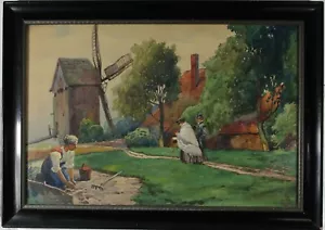 Quadro acquerello mulino a vento paesaggio personale firmato Walter Hinze - Foto 1 di 8