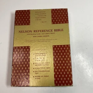 Vintage 1972 NELSON LARGE PRINT REFERENCE BIBLE KING JAMES-Black & Gold - Picture 1 of 17
